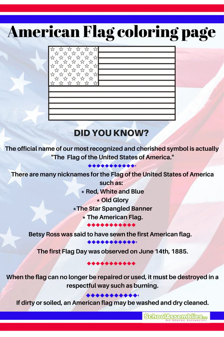 American flag coloring paper