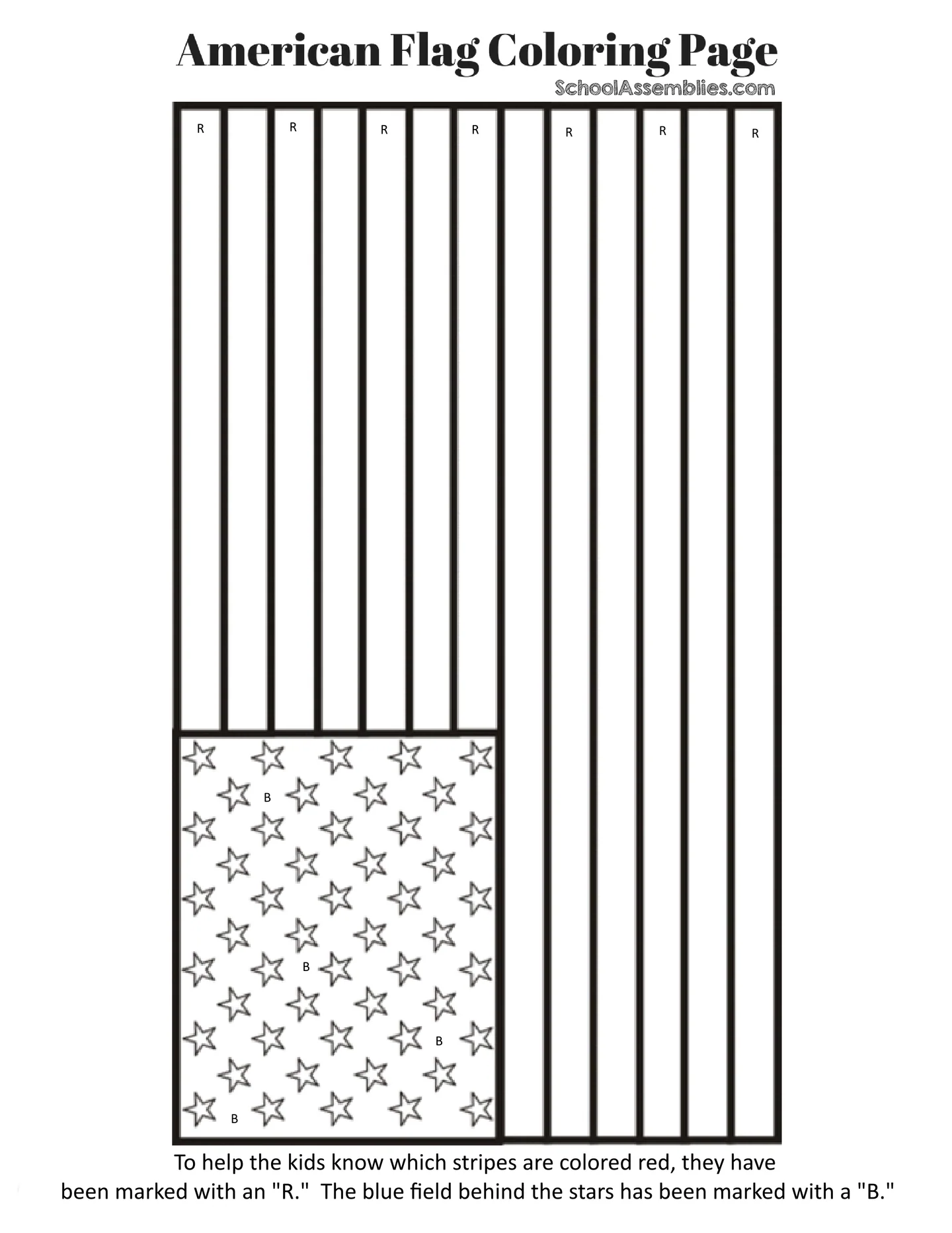 Coloring Page of American Flag a Free Printable for Kids