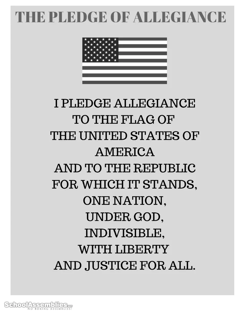 Black and white Pledge of Allegiance printable